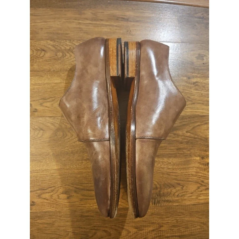 Magnanni Ezra Taupe Leather Oxfords Men's Size 13 Double Buckle Almond Toe